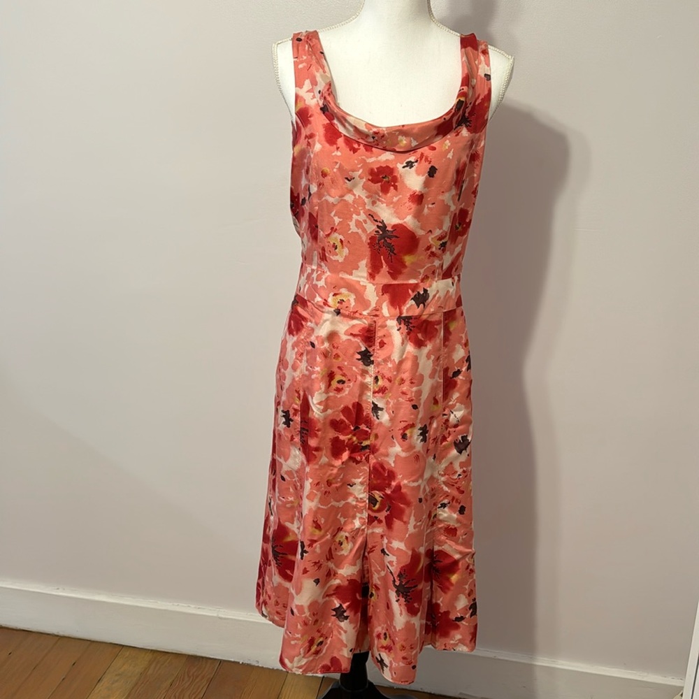 Gorgeous Ann Taylor Silk dress, small cowl neck, Fully lined, pink, 8